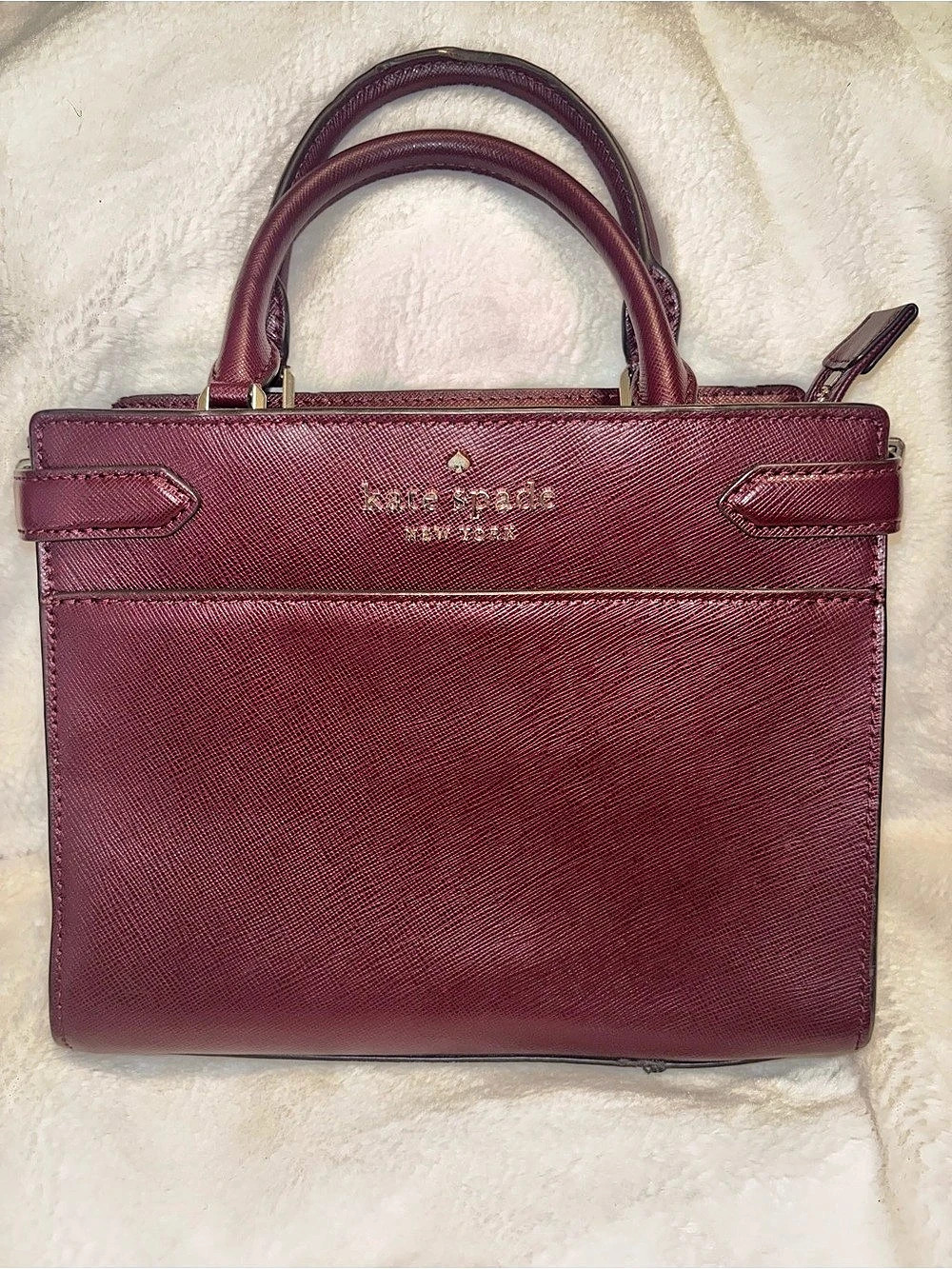 Kate Spade WRU7097 Burgundy Leather Satchel Crossbody Bag